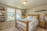 Queen bedroom with lots of natural light and space to unpack and relax