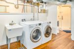 Basement washer and dryer for guest use