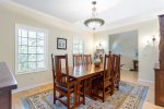 Spacious dining room with stemware views of the countryside 