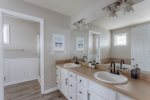 Large bathroom with double sinks in upstairs primary