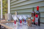 Bar cart on the back deck perfect for snacks or drinks