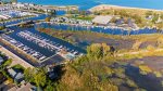 Beautiful drone footage of the marina and river