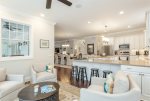 The Heart of the Home This stylish kitchen island offers the perfect spot for morning coffee and meal prep