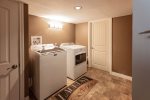 Fully stocked laundry room with new washer and dryer. Great to be able to do laundry easily