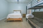 Queen bed and Pyramid Bunk
